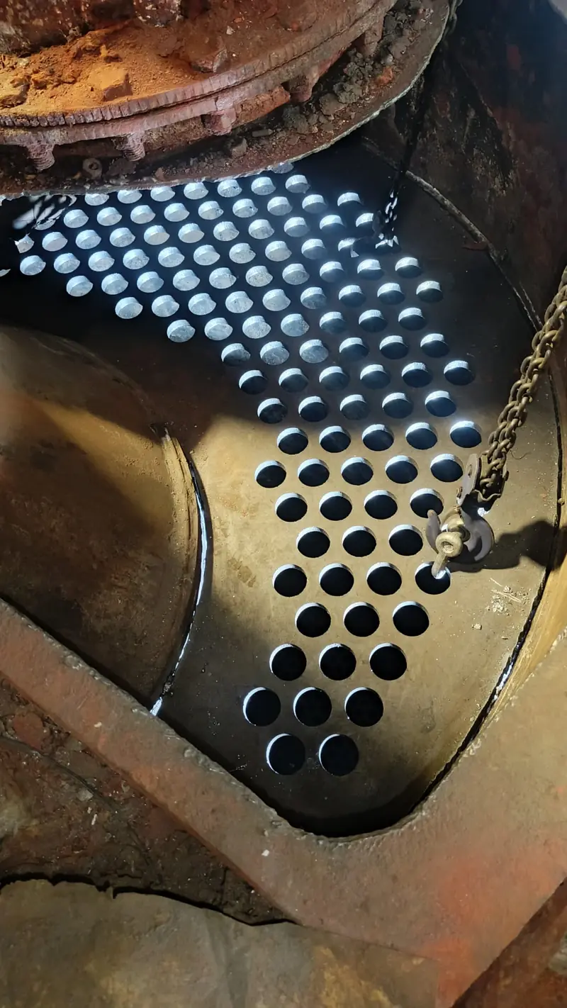 New sheet section in place with the tube holes open