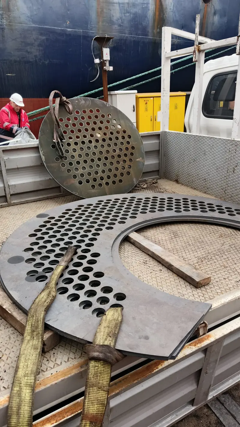 Fabricated sheet sections before dispatch