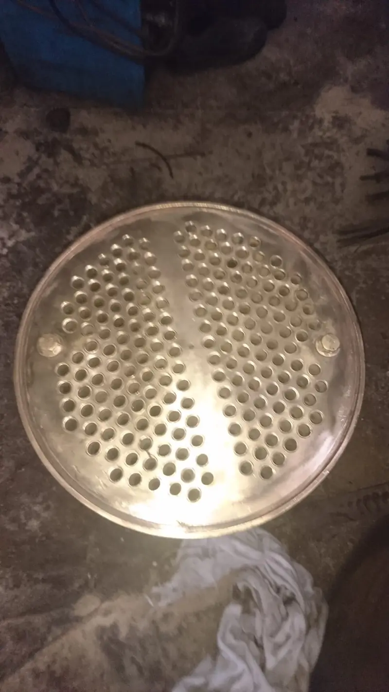 Circular tube sheet with the hole pattern drilled