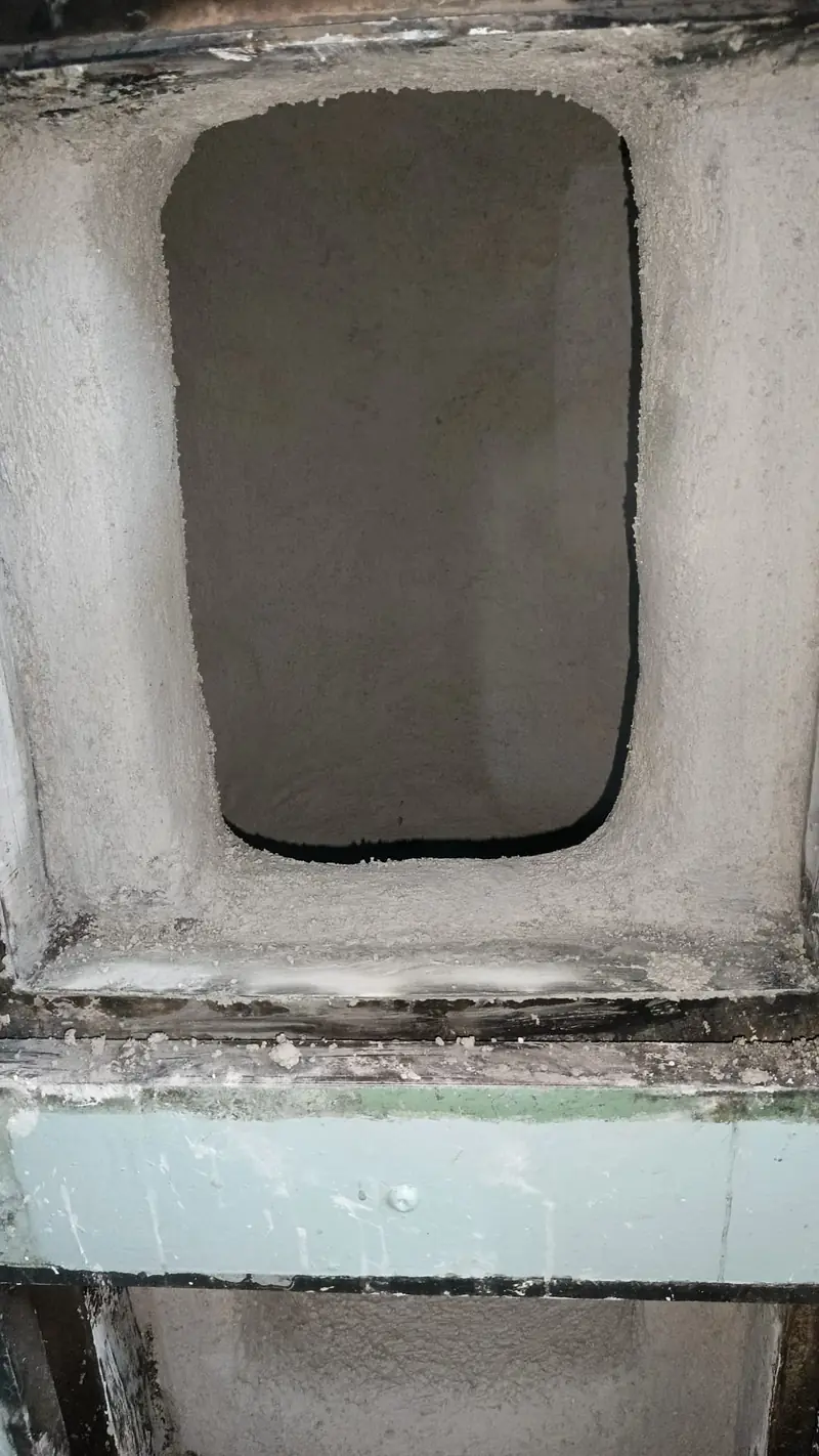 Renewed lining seen through the door opening
