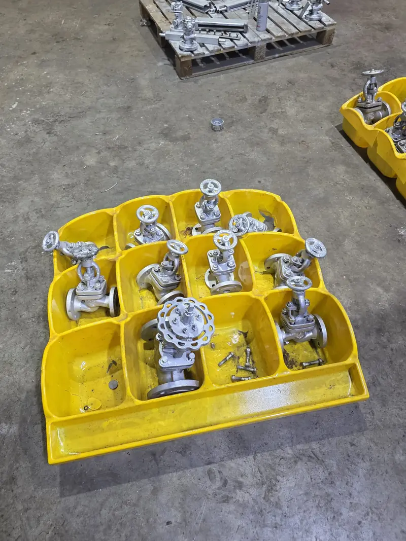 Overhauled valves before delivery