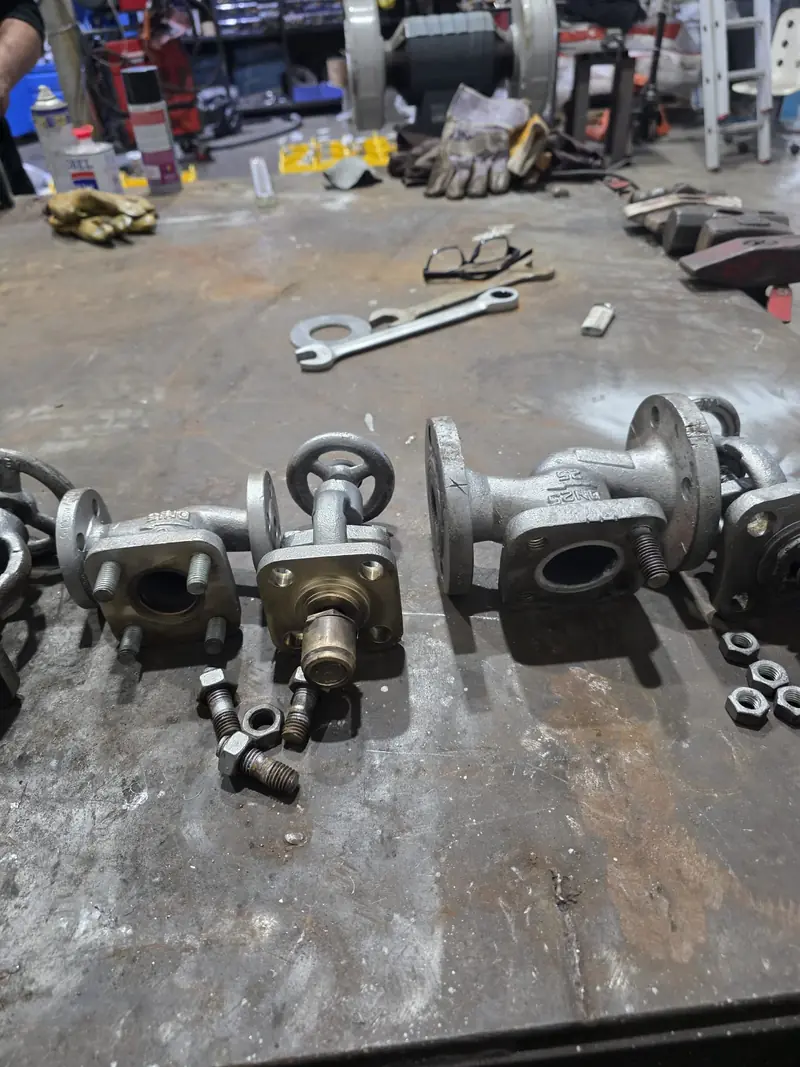 Globe valve bodies on the bench